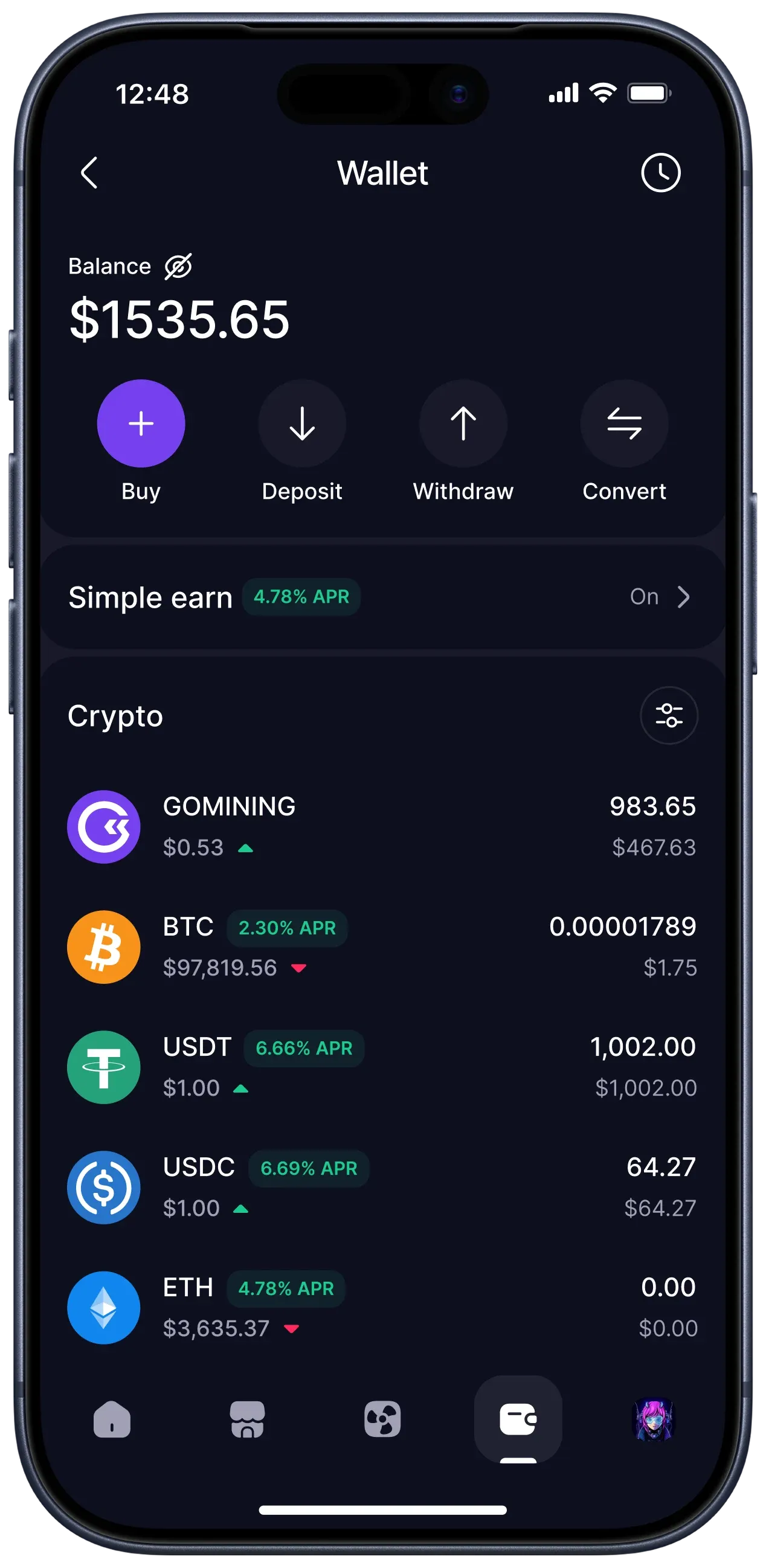 App Wallet Page
